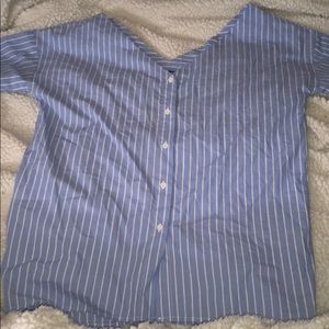 Fashion nova off shoulder button up top.